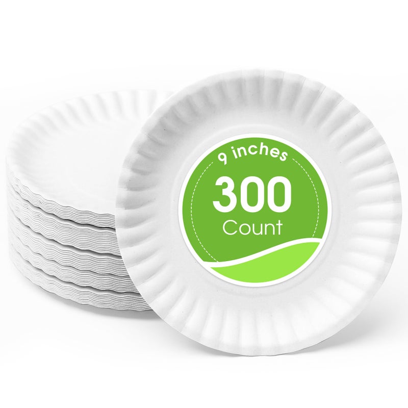 Perfectware 9 Inch White Paper Plates 300ct - Image 1